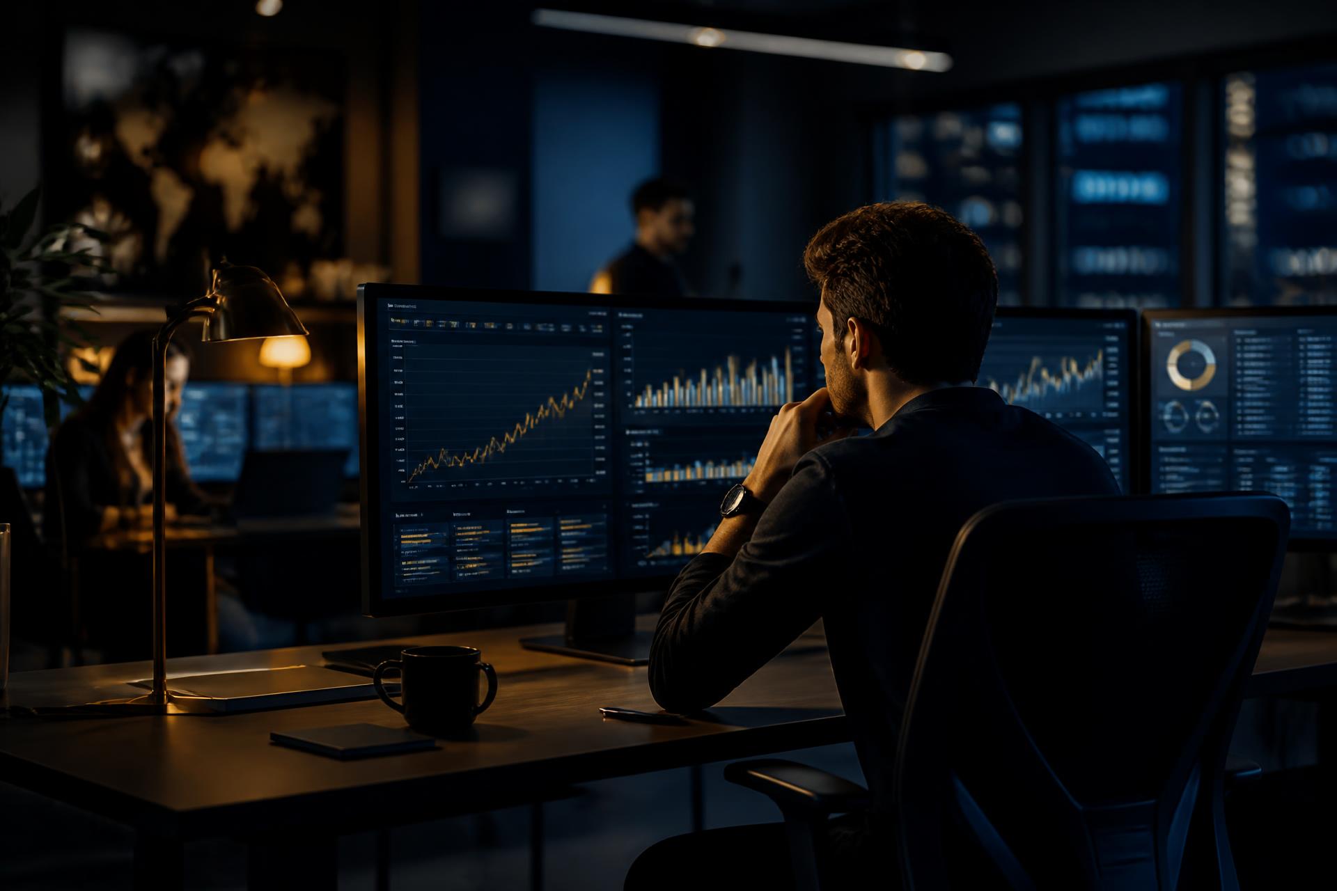 Marketing team reviewing paid ad campaign performance dashboards