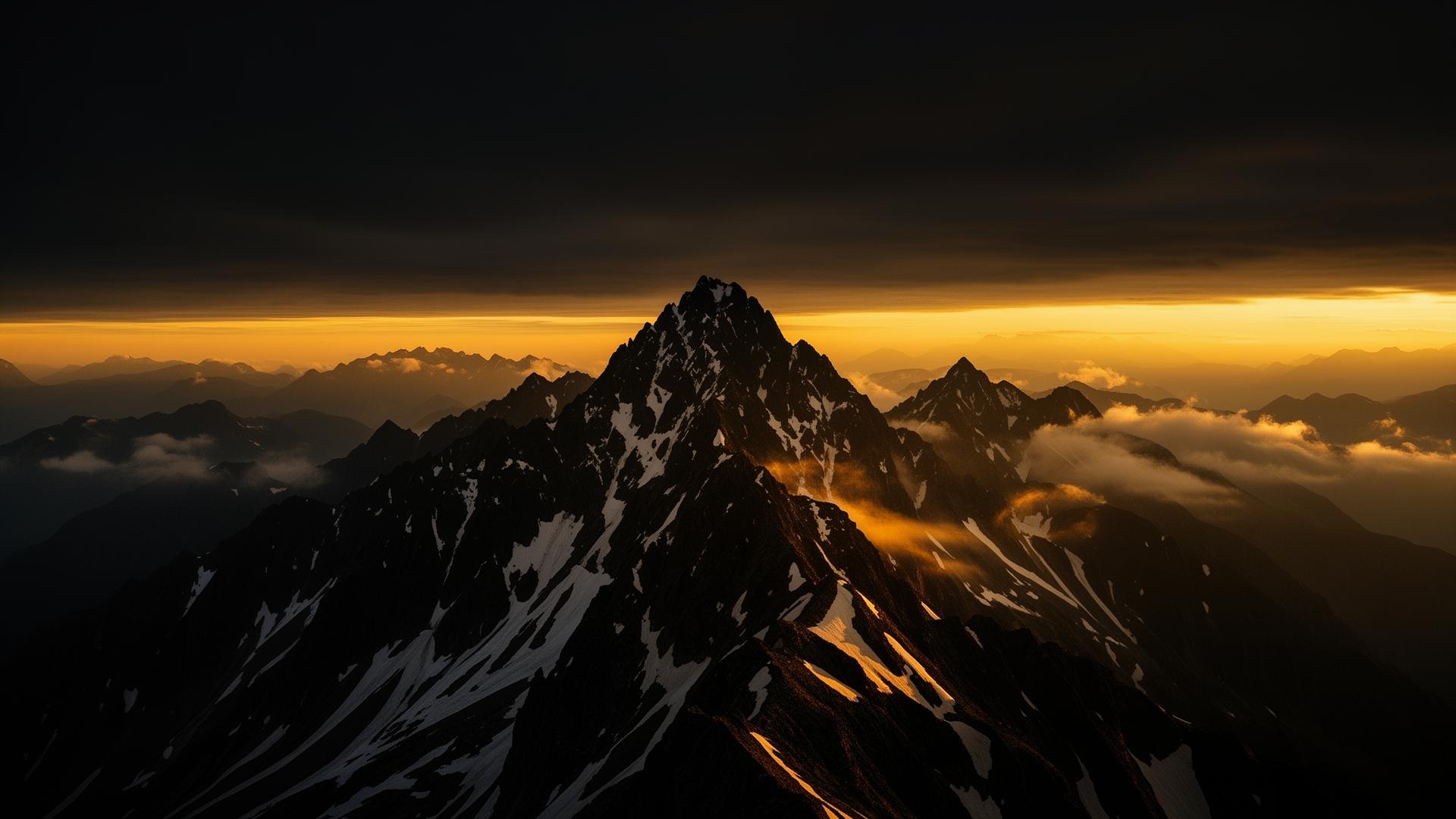 Mountain summit at golden hour